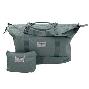 ZUOMANNI Quilted Duffel Bag Set Mint Green Weekender Travel Bag with Shoe Pocket